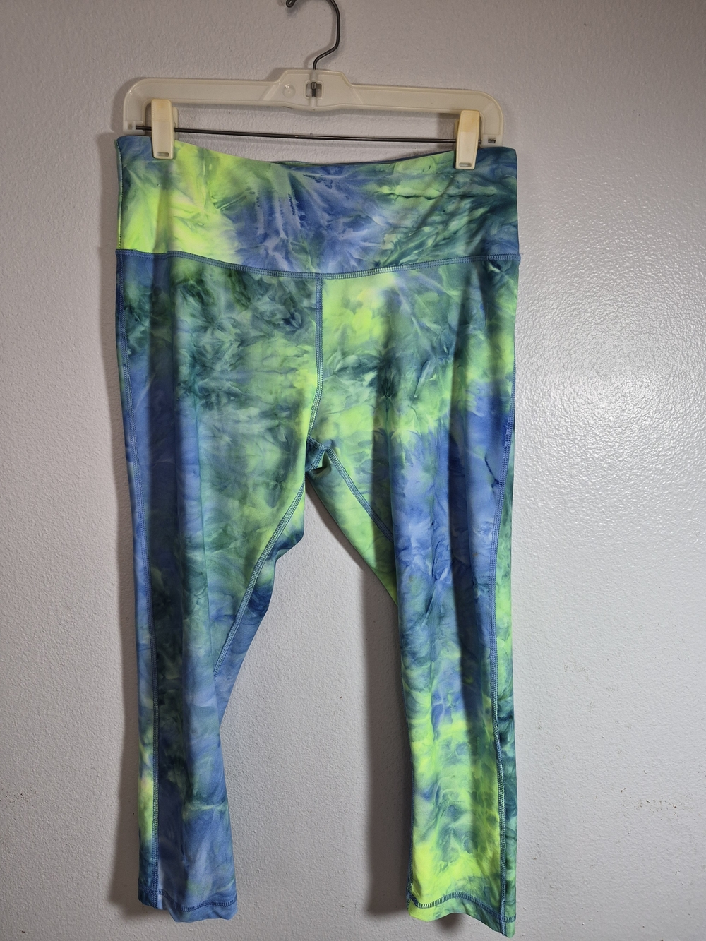 VOGO Womans Tie-Dye Yoga Leggings in Blue & Green Large Workout Wear